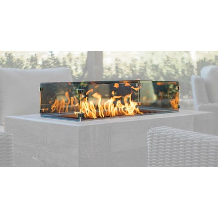 The Outdoor Plus 16 x 64 X 8 Rectangular Glass Wind Guard  - Tempered Glass with Polished Edges OPT-WG-6416